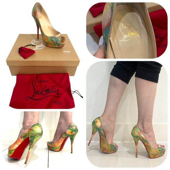Auc Christian Louboutin Python Pixel Multicolor Troca 140 Peep Toe Pumps - Picture 1 of 14